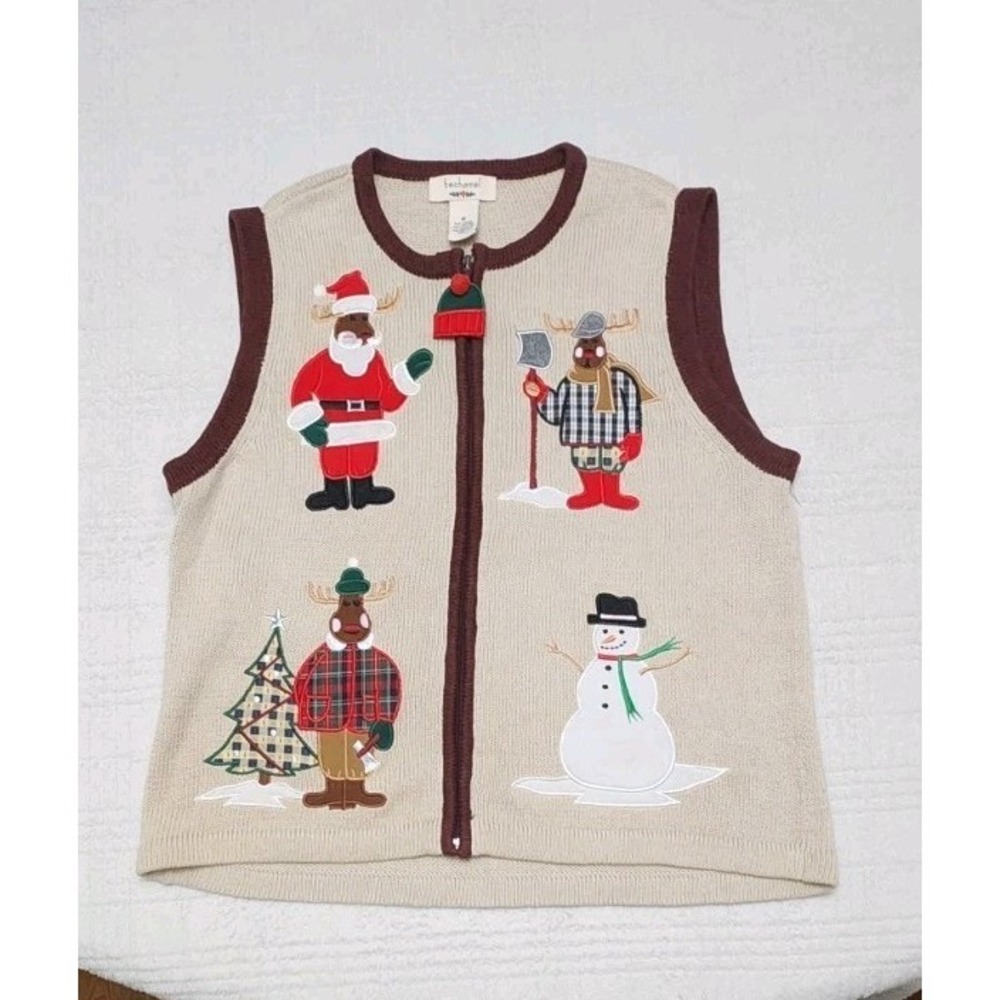 Bechamel Christmas Sweater Vest Women's Medium Embroidered Vintage 90s